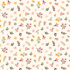Flower Garden Digital Papers, Seamless Patterns, Spring Floral illustration, 12 inches