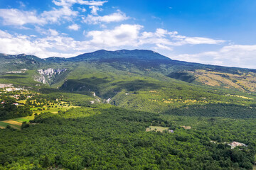 An aerial view of Ucka mountain, Istria, Croatia