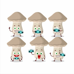 Photographer profession emoticon with toadstool cartoon character