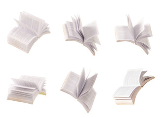Flying books isolated on white