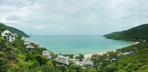 Intercontinental Peninsula Resort Da Nang, Vietnam - July 8, 2018: View of the area luxury villa at Intercontinental Danang Sun Peninsula Resort, Vietnam