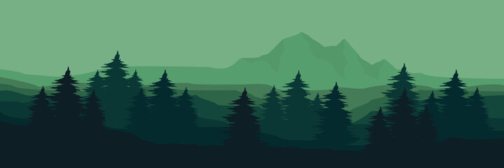 Fototapeta premium Forest mountain silhouette vector illustration for background, banner, backdrop, tourism design, apps background and wallpaper
