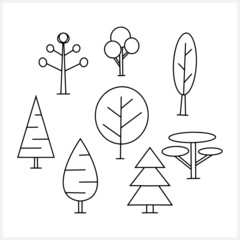 Doodle tree set clipart isolated. Sketch Vector stock illustration. EPS 10