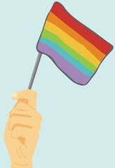 Hand with pride flag for your support.