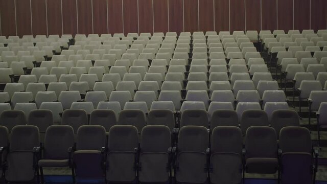 empty assembly hall with no people with vintage chairs without people