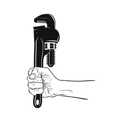 plumbing logo. wrench and sketch. vector