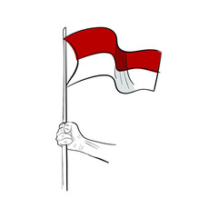 holding the flag. illustration and vector