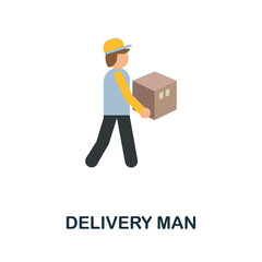 Delivery Man flat icon. Simple sign from logistics collection. Creative Delivery Man icon illustration for web design, infographics and more