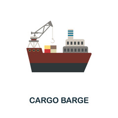 Cargo Barge flat icon. Simple sign from logistics collection. Creative Cargo Barge icon illustration for web design, infographics and more