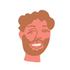 Portrait of a man with a beard representative of the LGBT European race hand drawn.Simple avatar of a man in flat drawing style.Design for social networks,web,packaging,posters,postcards,stickers.