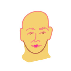 Portrait of a man with a beard representative of the LGBTQ Asian race hand drawn.Simple avatar of a people in flat drawing style.Design for social networks,web,packaging,posters,postcards,stickers.