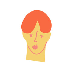 Portrait of a man with a beard representative of the LGBTQ Asian race hand drawn.Simple avatar of a people in flat drawing style.Design for social networks,web,packaging,posters,postcards,stickers.