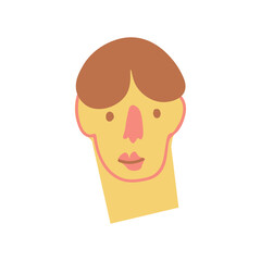 Portrait of a man with a beard representative of the LGBTQ Asian race hand drawn.Simple avatar of a people in flat drawing style.Design for social networks,web,packaging,posters,postcards,stickers.