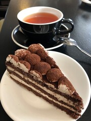 chocolate cake with coffee
