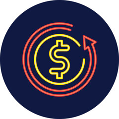 refund policy neon icon
