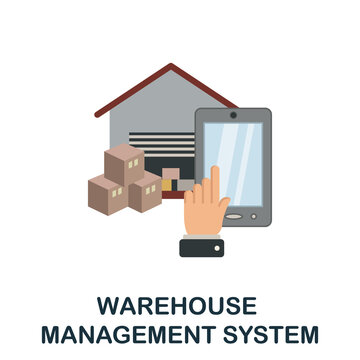 Warehouse Management System flat icon. Simple sign from logistics collection. Creative Warehouse Management System icon illustration for web design, infographics and more