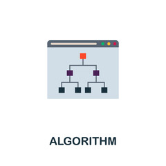 Algorithm flat icon. Colored sign from machine learning collection. Creative Algorithm icon illustration for web design, infographics and more