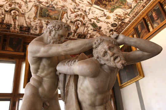 interiors and details of The Uffizi, Florence, Italy