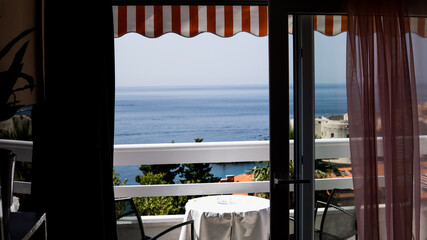 Interior of room in Dubrovnik with view at Adriatic sea