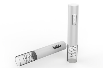 dry battery aluminum alloy wine bottle opener electric wine corkscrew gift set with foil cutter. 3d illustration
