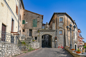 Fototapeta na wymiar A characteristic street in Morolo, a medieval village in the province of Frosinone in Italy.