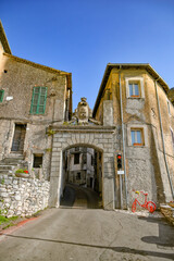 An entrance arch of Morolo, a medieval village in the Lazio region of Italy.