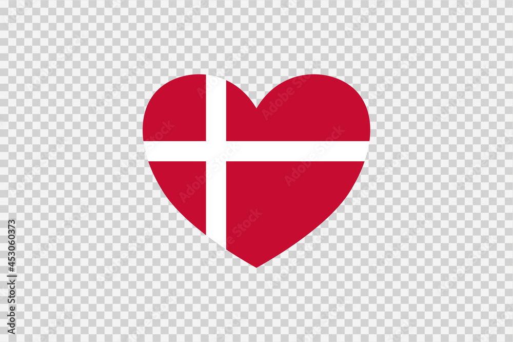 Wall mural denmark flag in heart shape isolated on png or transparent background,symbols of denmark, template f