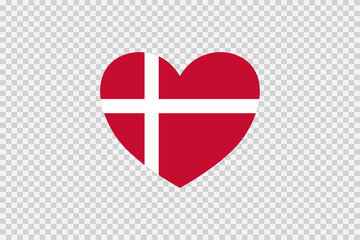 Denmark flag in heart shape isolated  on png or transparent  background,Symbols of Denmark, template for banner,card,advertising ,promote,vector, top gold medal sport winner country