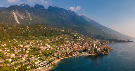 Panorama Top view to the East coast of the Garda lake