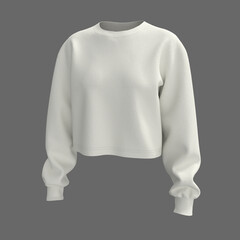 Blank cropped sweater mockup, 3d rendering, 3d illustration