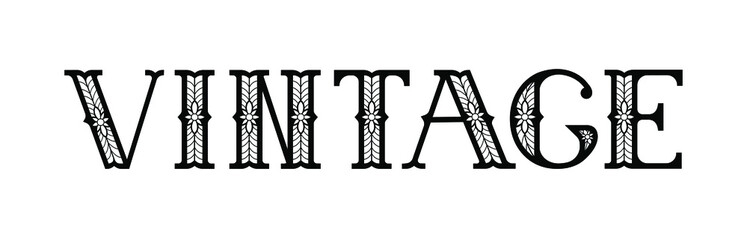 Vintage. Black text suitable for card, brochure or typography design