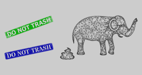 Carcass net elephant shit model, and Do Not Trash blue and green rectangle textured watermarks. Carcass net symbol is designed with elephant shit icon.