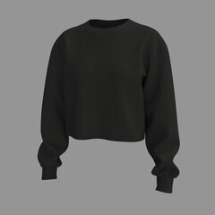 Blank cropped sweater mockup, 3d rendering, 3d illustration