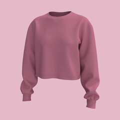 Blank cropped sweater mockup, 3d rendering, 3d illustration