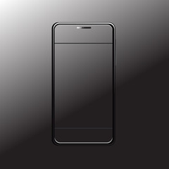 Smartphone mock up with blank screen. Black vector frameless smartphone, mobile phone isolated on white background