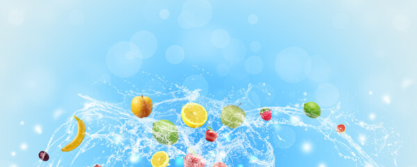 fresh summer healthy fruit banner