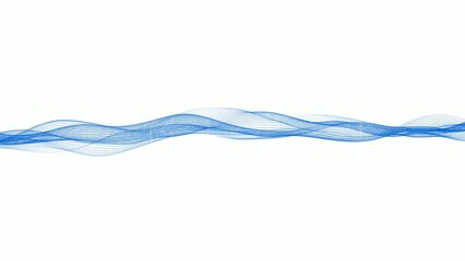 New blue color digital particle line wave animated on white background - Powered by Adobe