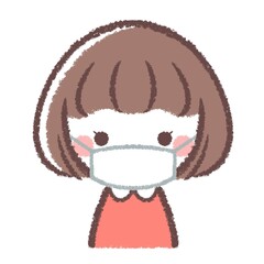 マスクをする女の子の上半身アイコン