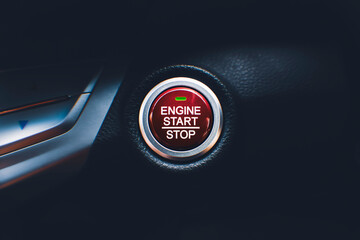 Engine start stop button of car keyless entry system in the car