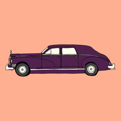 car vector - vintage car illustration -  vector cartoon limousine