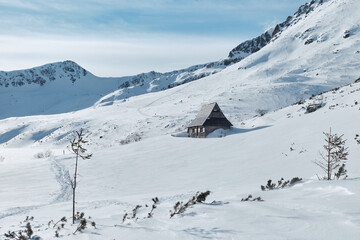 Cottage in the High Tatras at Dolina Pieciu Stawow Polskich in the winter