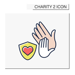 Obraz premium Protection color icon. Child protection organizations. Associations save children from aggressive parents, abuse, and kidnapping. Charity concept. Isolated vector illustration
