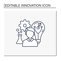 Innovation culture line icon.Work environment created by leaders. Nurturing unorthodox thinking.Innovation concept. Isolated vector illustration. Editable stroke