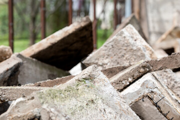 Concrete and Cement blocks. Construction waste and recycling