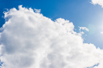Beautiful blue sky,white cloud background. Shape independent, Elements of nature.Wonderful sky. Beautiful fluffy clouds