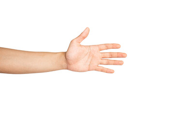 Close up of open hand isolated with white background