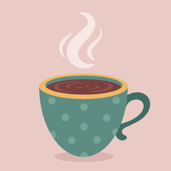Coffee cup, hot chocolate, cocoa. Autumn and winter hot drink. Vector illustration