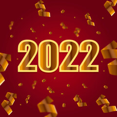 2022 A Happy New Year congrats concept. Classic logotype. Abstract isolated graphic design template. Golden numbers. Coloured digits.
