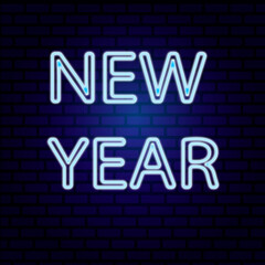 New Year icon. Neon style. Light decoration icon. Bright electric symbol