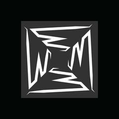 Lettering logo design. The arrangement of 4 copies of letter W or M in a rectangular square form. EPS8 file.